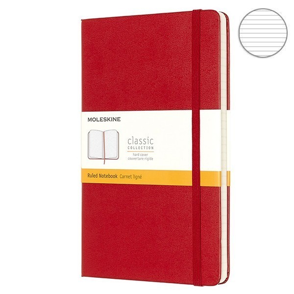 Записник Червоний середній лінійка, Moleskine Classic, QP060RVF