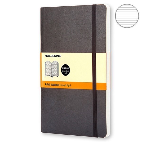 Записник Чорний м’який середній лінійка, Moleskine Classic, QP616F