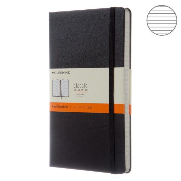 Записник Чорний середній лінійка, Moleskine Classic, QP060F