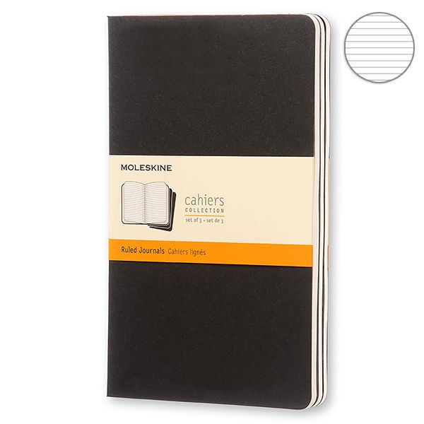 Записник Чорний середній лінійка, Moleskine Cahier, QP316