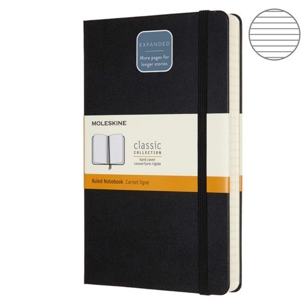 Записник Чорний середній лінійка, Moleskine Classic Expanded, QP060EXP