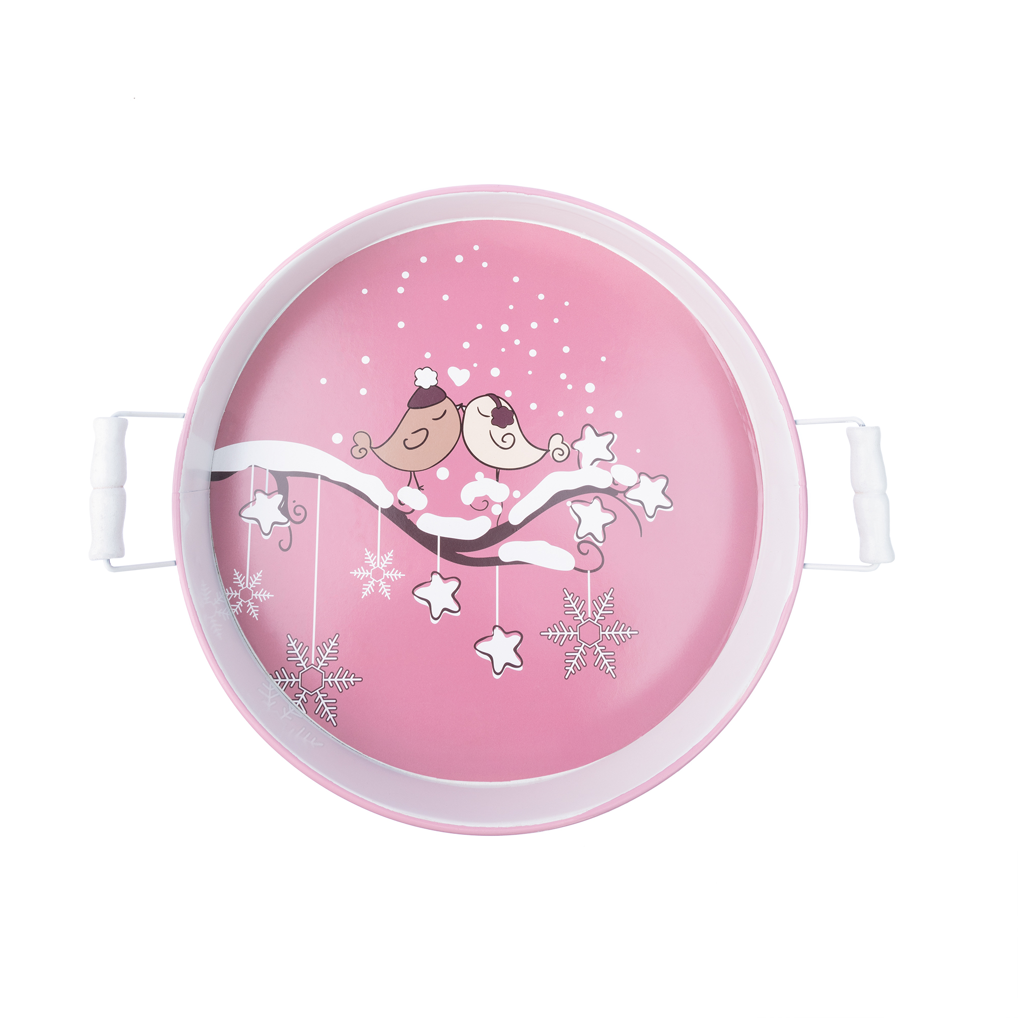 Піднос новорічний металевий "Decoration" W=40 см, рожево-білий, 9709666/2015887