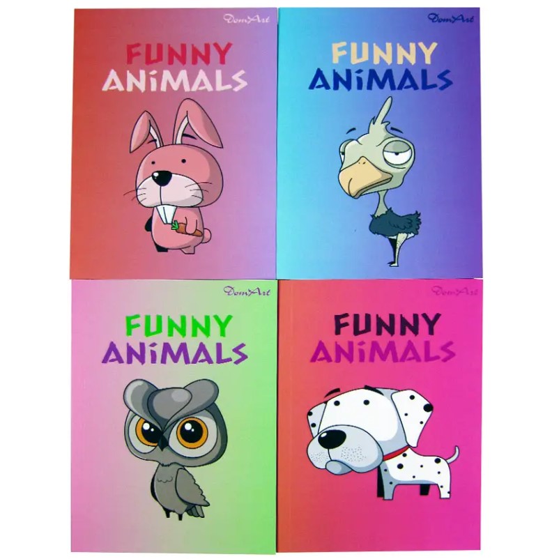 Блокнот B6 80 л "Funny Animal" в ассорт., цветная клетка с рисунком, DomArt 4