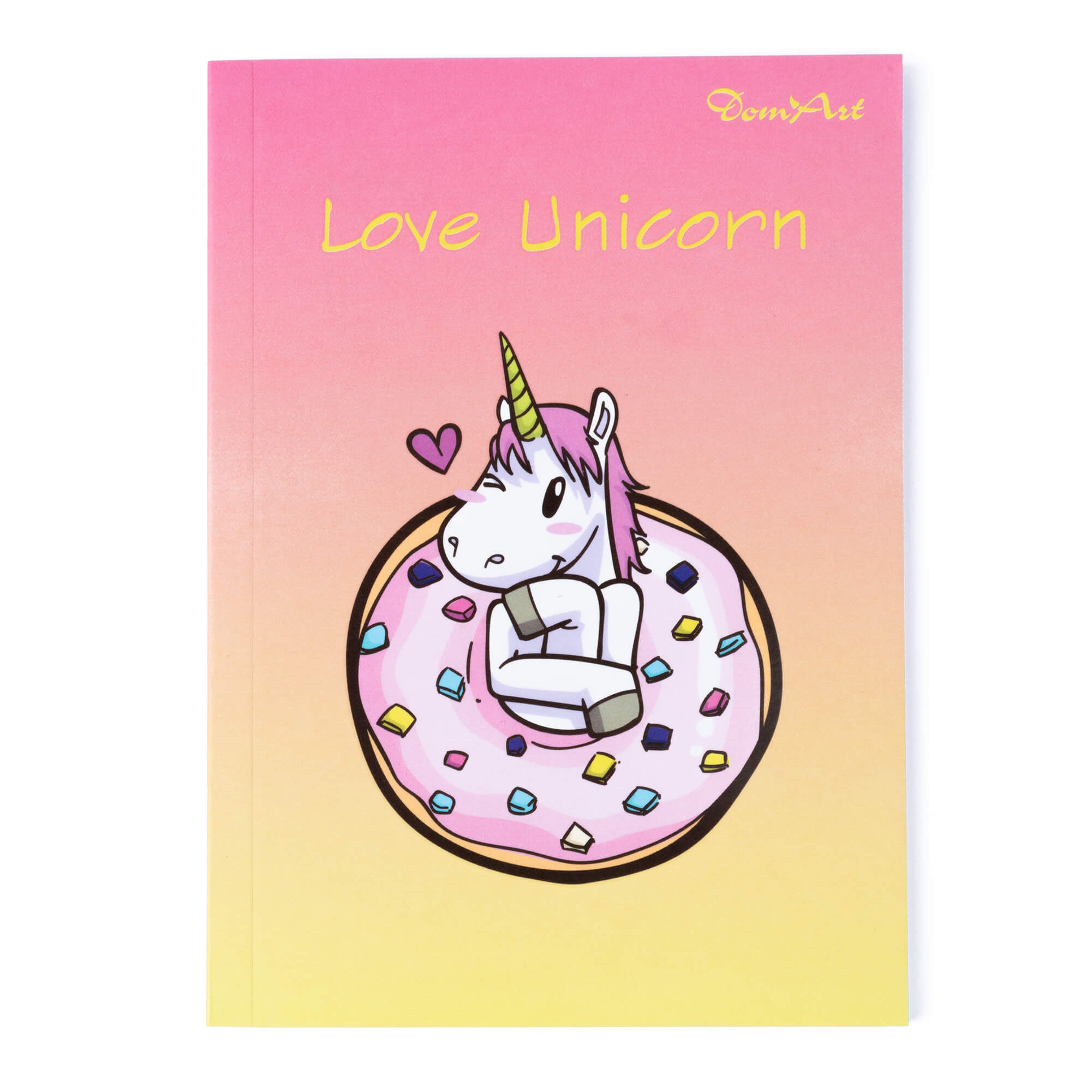 Блокнот B6 80 л "Love Unicorn", цветная клетка с рисунком, DomArt