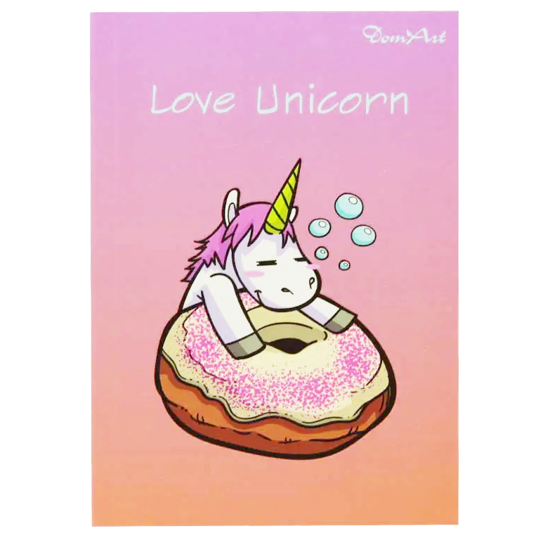 Блокнот B6 80 л "Love Unicorn", цветная клетка с рисунком, DomArt 5