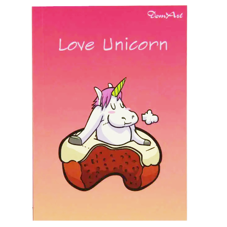 Блокнот B6 80 л "Love Unicorn", цветная клетка с рисунком, DomArt 4