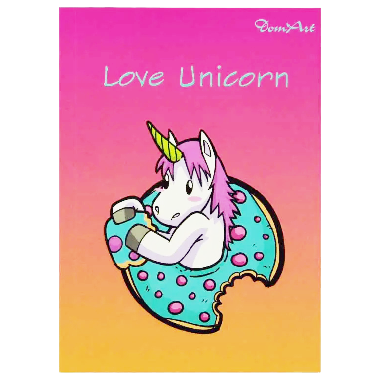 Блокнот B6 80 л "Love Unicorn", цветная клетка с рисунком, DomArt 3