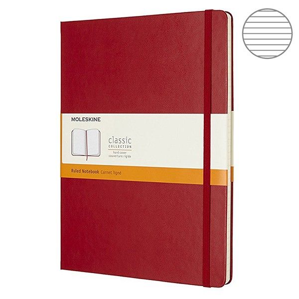 Записник Червоний великий лінійка, Moleskine Classic, QP090F2