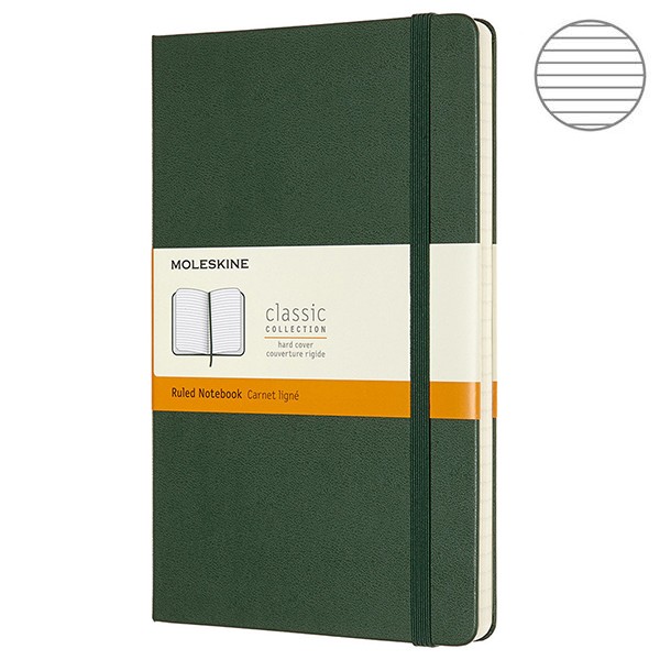 Записник Миртовий Зелений середній, лінійка, Moleskine Classic, QP060K15