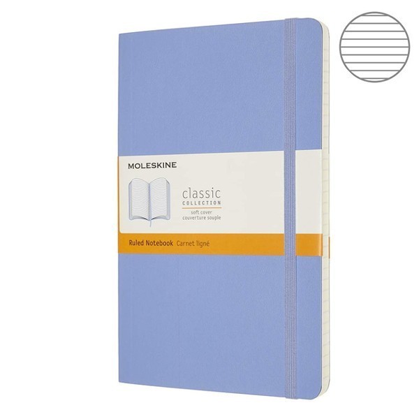 Записник Блакитна Гортензія м`який середній лінійка, Moleskine Classic, QP616B42