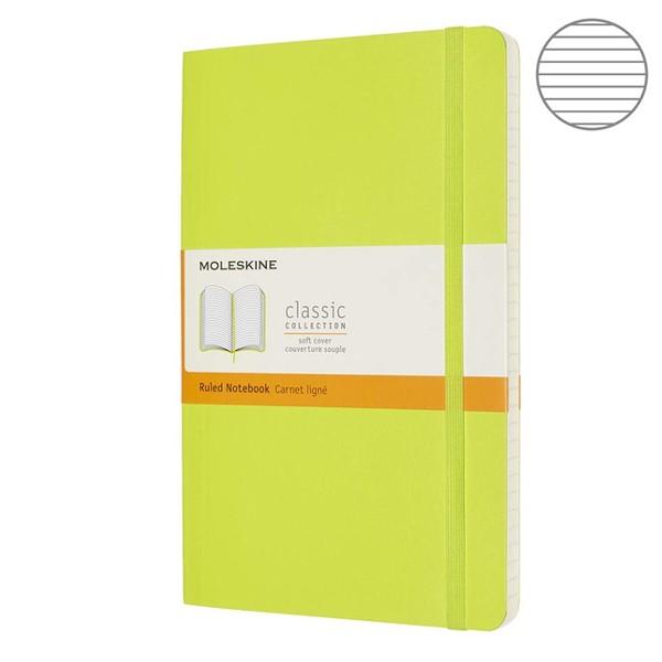 Записник Лимонний Зелений м`який середній лінійка, Moleskine Classic, QP616C2