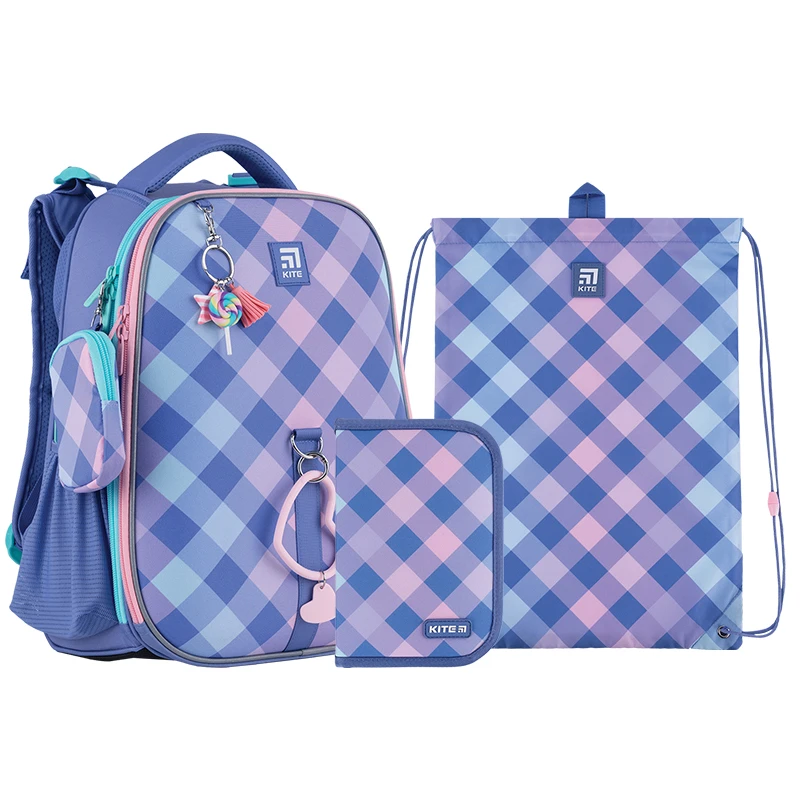 Набір рюкзак + пенал +сумка для вз. Kite 531M Purple Chequer, SET_K24-531M-2