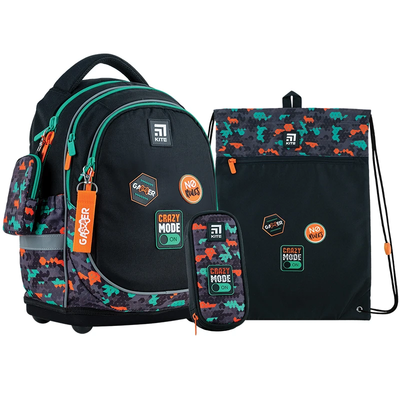 Набор рюкзак + пенал + сумка для обуви Kite 724S Crazy Mode, SET_K24-724S-4