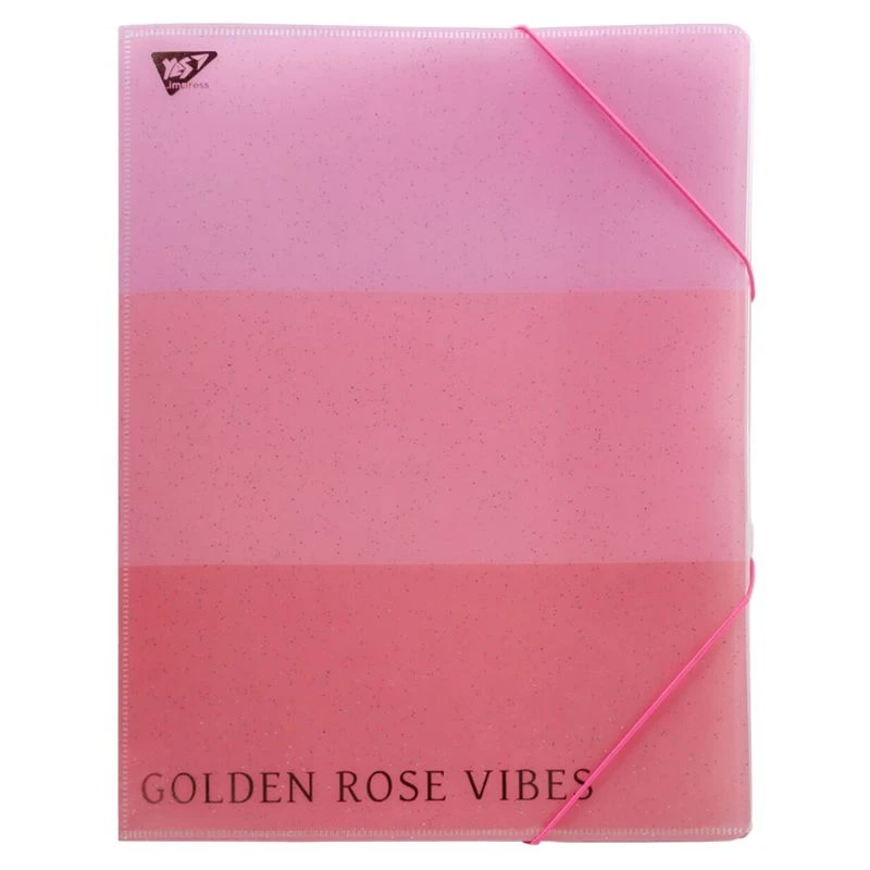 Папка-органайзер на резинке А4 "Rose Gold", 4 отд, фольга, 491749 Yes