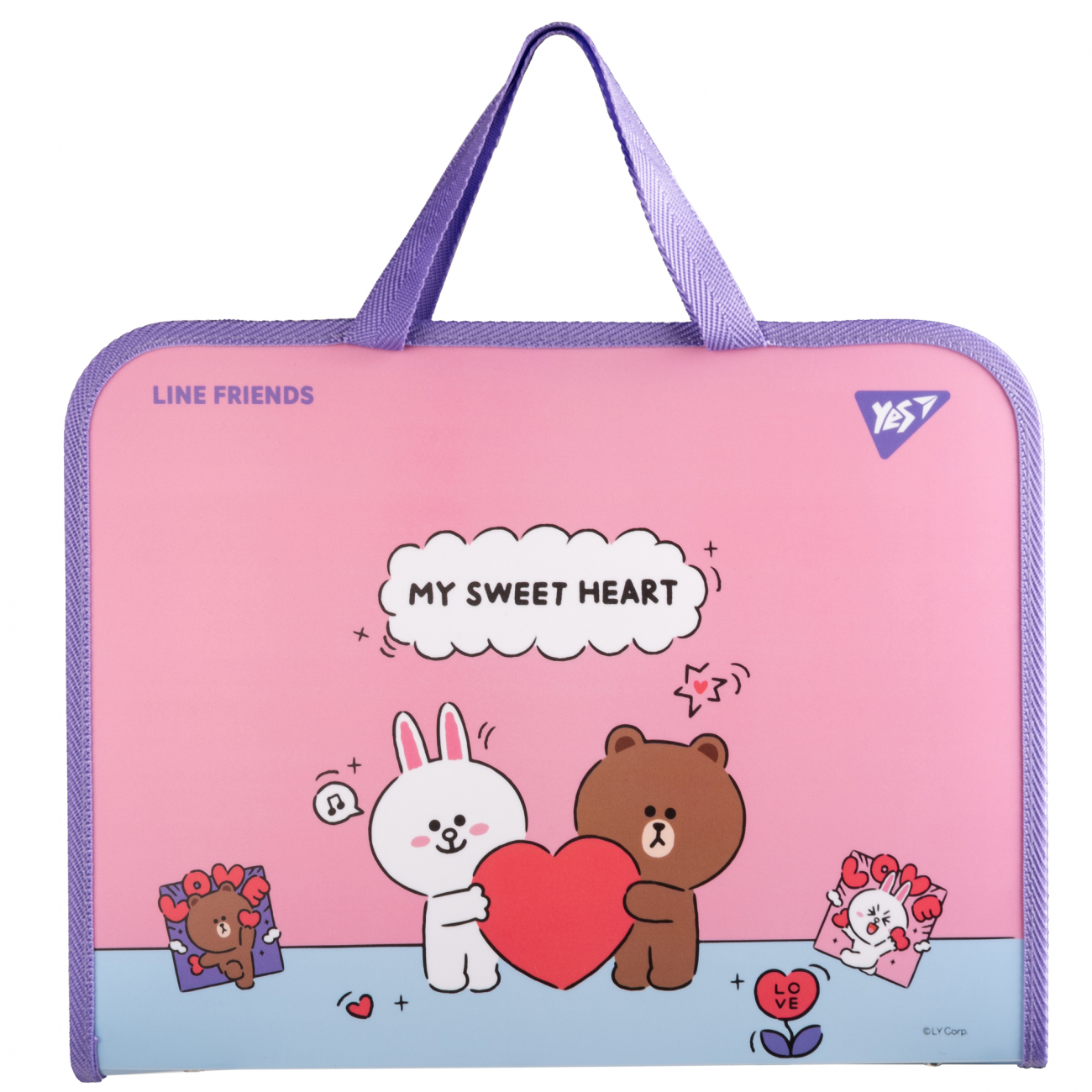 Папка-портфель FC на молнии с тканевыми ручками "Line Friends. Choco and Cony", 492239 Yes