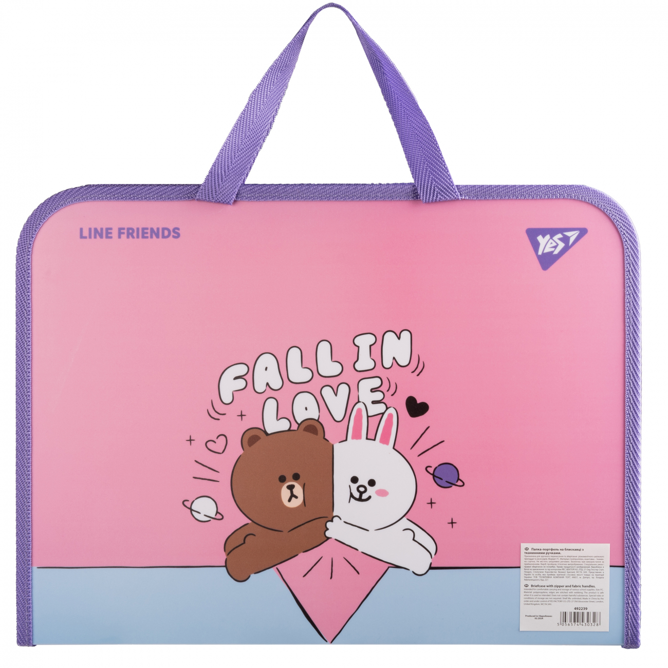 Папка-портфель FC на молнии с тканевыми ручками "Line Friends. Choco and Cony", 492239 Yes 3