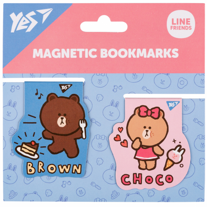 Закладки магнітні "Line Friends Brown and Choco", 2шт, 708106 Yes