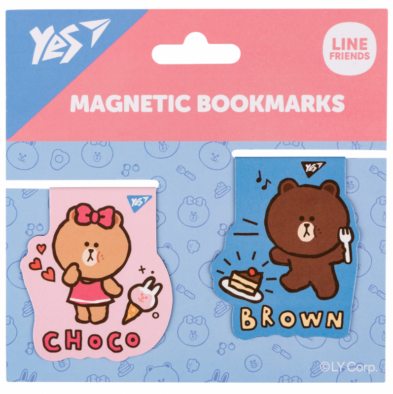 Закладки магнітні "Line Friends Brown and Choco", 2шт, 708106 Yes 1