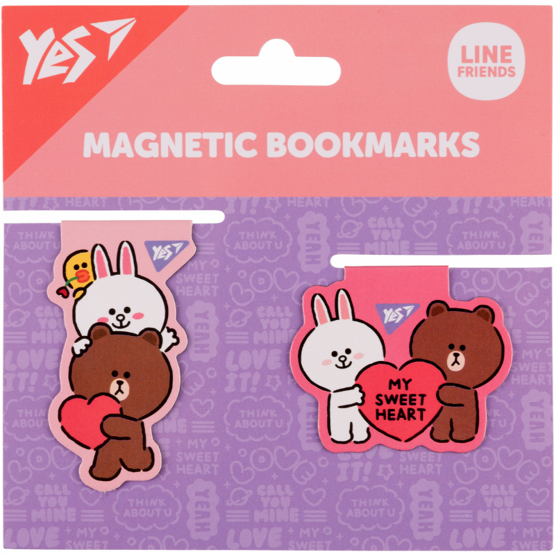 Закладки магнітні "Line Friends Sweet heart", 2шт, 708107 Yes