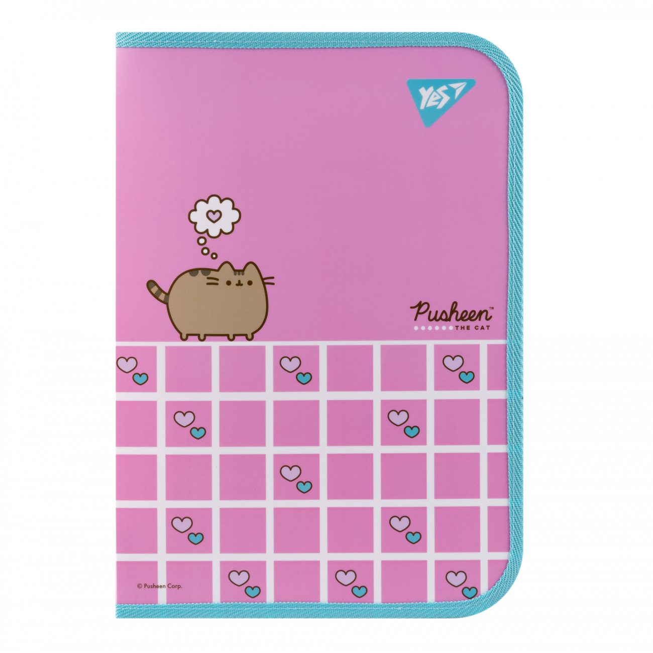 Папка факультативная А4 пласт. на молнии "Pusheen. Hearts" с внутр. карманом, 492222 Yes