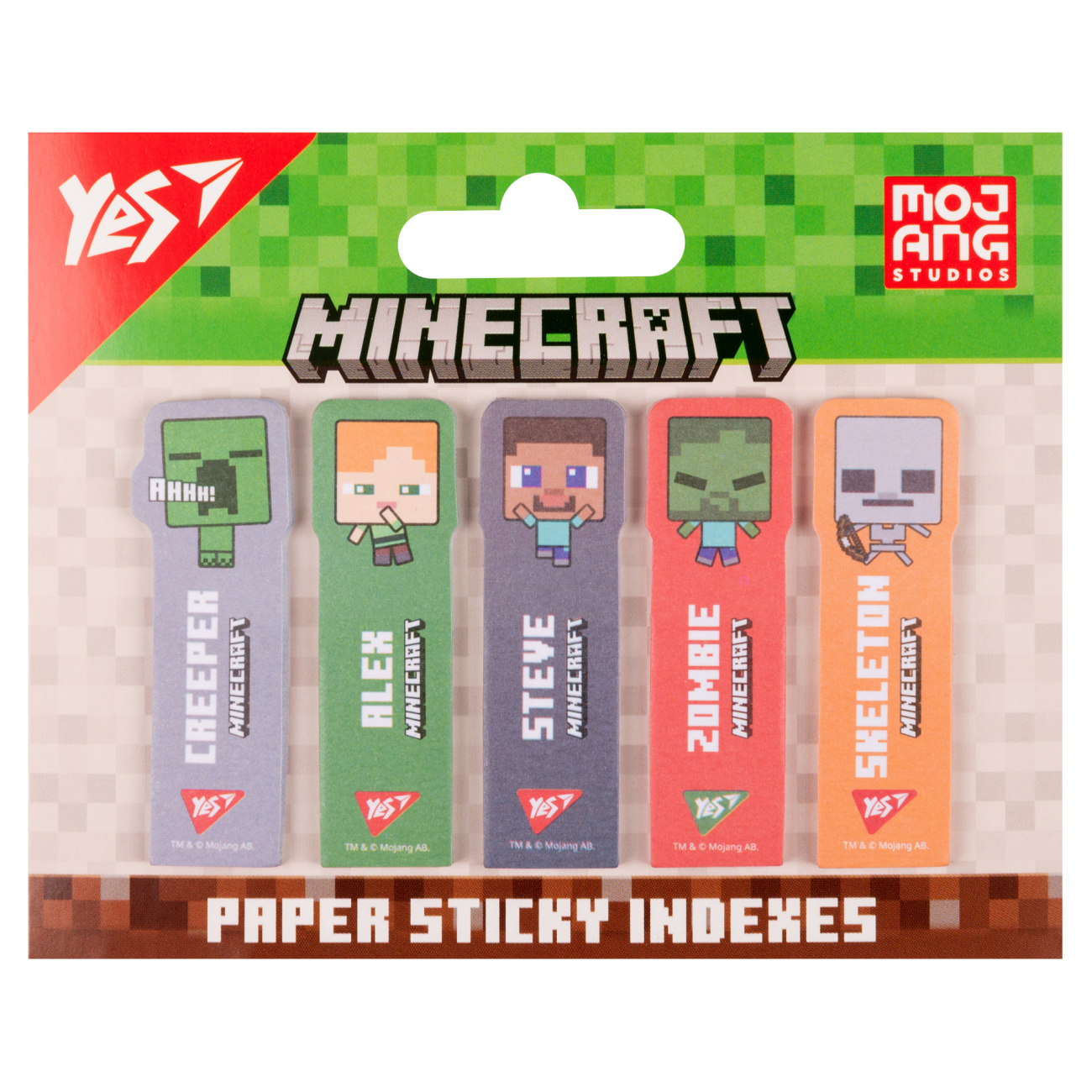 Индексы бумажные "Minecraft", 55*15мм, 100 шт (5x20), 170409 Yes