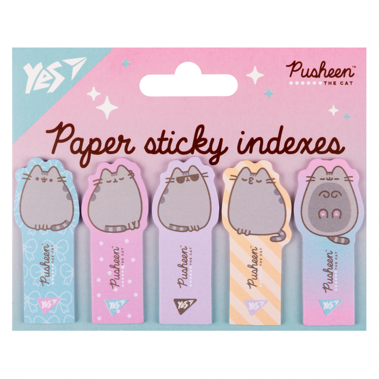Індекси паперові "Pusheen", 55*22мм, 100 шт (5x20), 170417 Yes