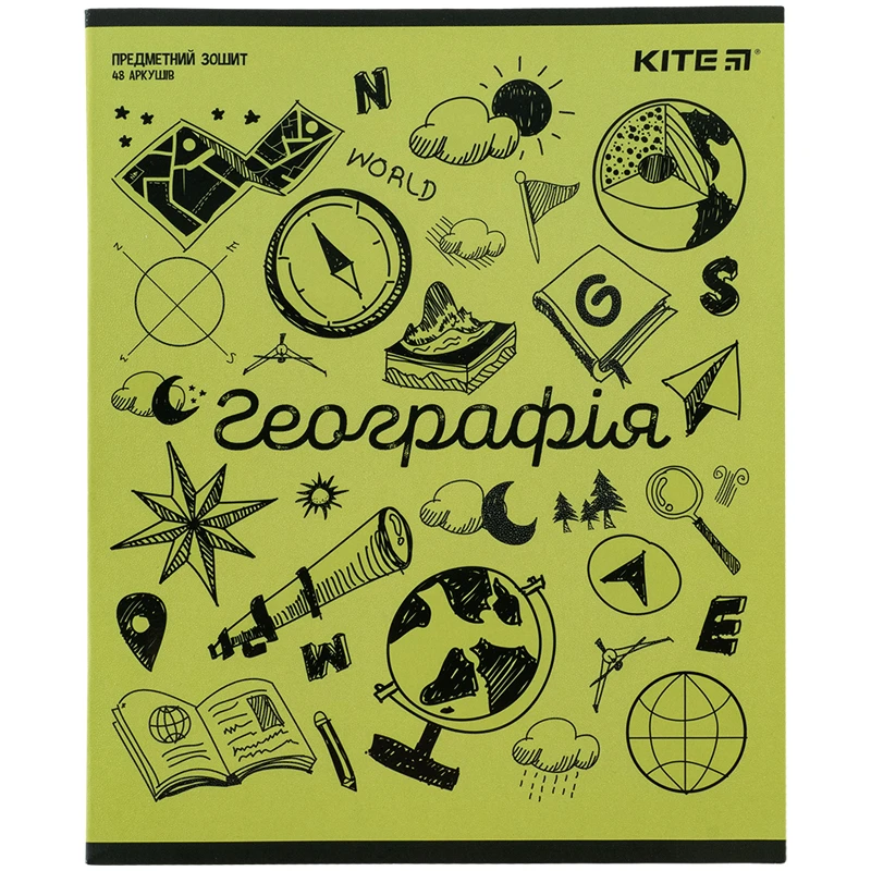 Зошит 48 кл, Предметка - Географія, гібр лак+УФ, Sketch, K24-240-21
