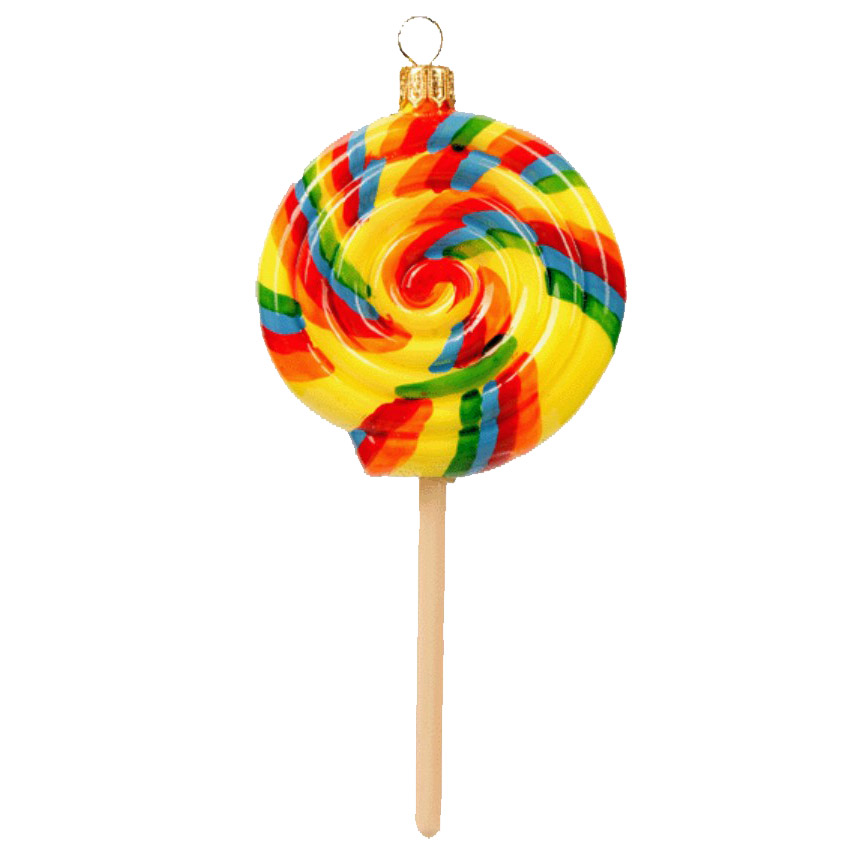 Елочное украшение ручной росписью стеклянное Конфетка Lollipop 14 см (подар.уп.), A0982.19