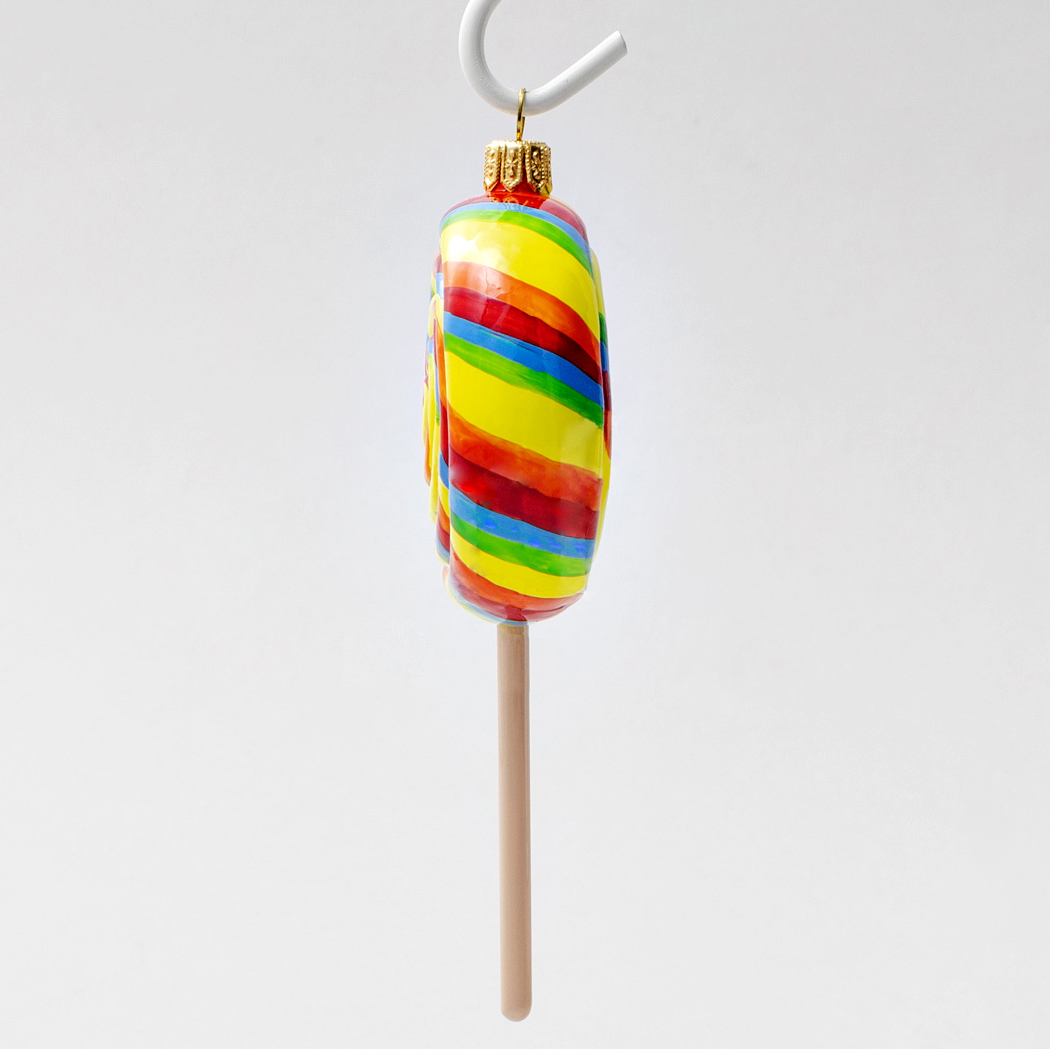 Елочное украшение ручной росписью стеклянное Конфетка Lollipop 14 см (подар.уп.), A0982.19 3