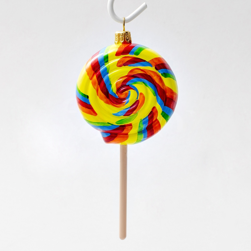 Елочное украшение ручной росписью стеклянное Конфетка Lollipop 14 см (подар.уп.), A0982.19 2