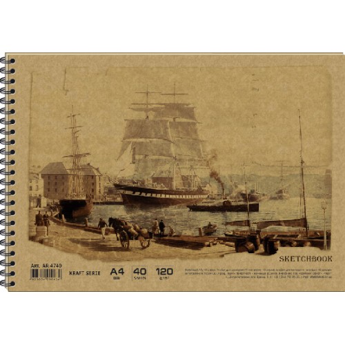Альбом для малювання А4 40 арк. 120 г/м KRAFT пружина, AR4740 2