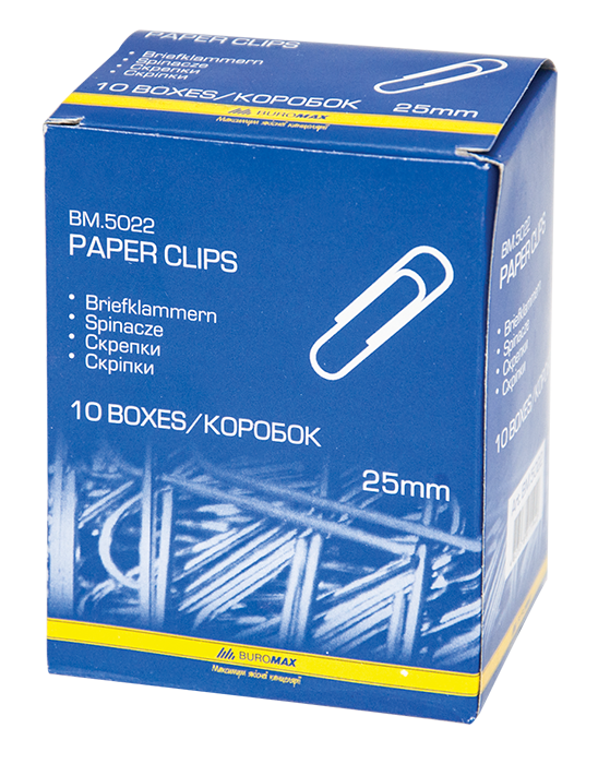 Скріпка 25 мм, 100 шт, оцинковані, круглі, ТМ "Buromax" BM.5022 1