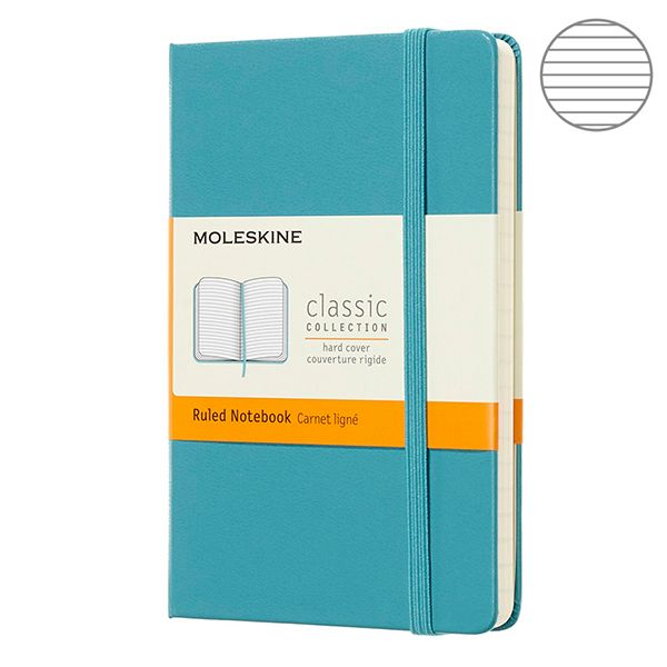 Блокнот Океанский Синий карманный линейка, Moleskine Classic, MM710B35