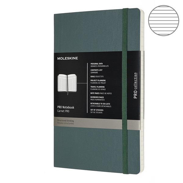 Записник недатований Лісовий зелений м`який середній, Moleskine PRO, PROPFNTB3SK19