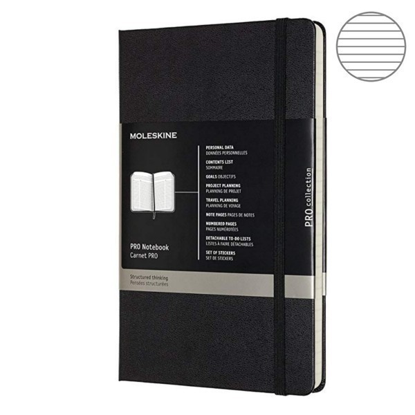 Записник недатований Чорний середній, Moleskine PRO, PROPFNTB3HBK