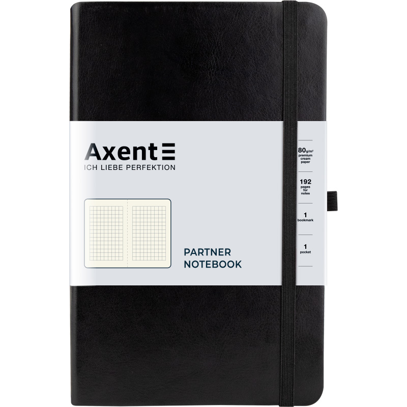 Книга записна Partner Lux 96 арк. 125*195, кліт., чорна, 8202-01-A