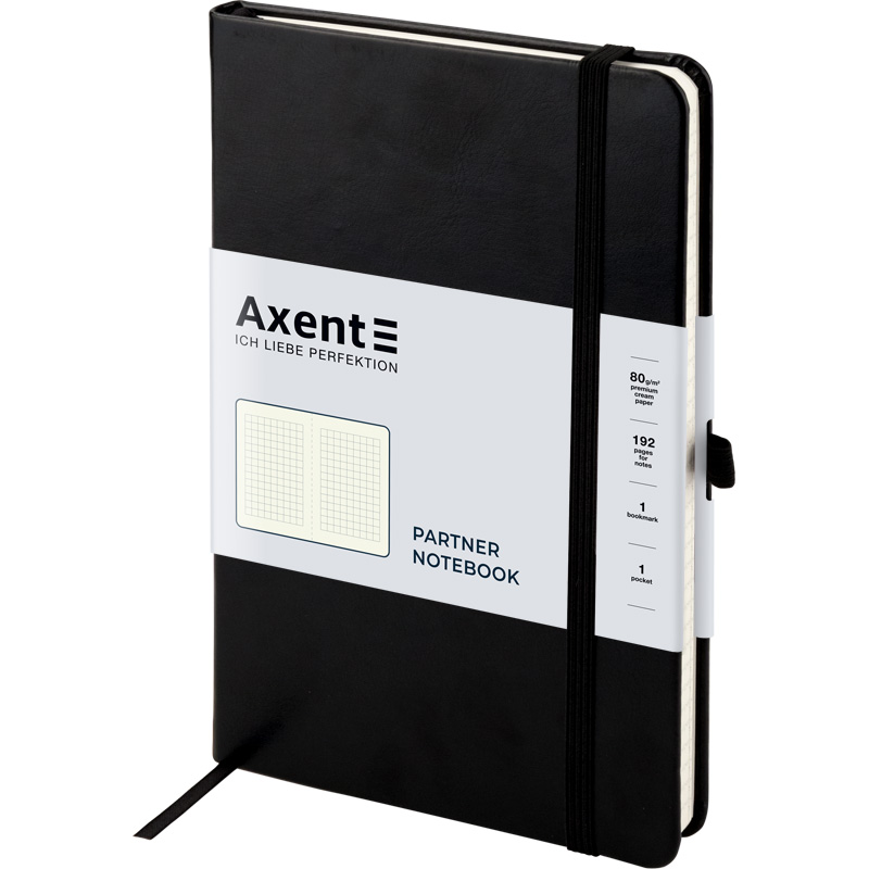 Книга записна Partner Lux 96 арк. 125*195, кліт., чорна, 8202-01-A 1