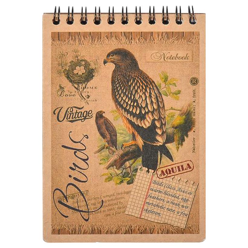 Книжка записна А6 80 арк KRAFT, клітинка, верх. пружина, з перфорац. KF6180K 1