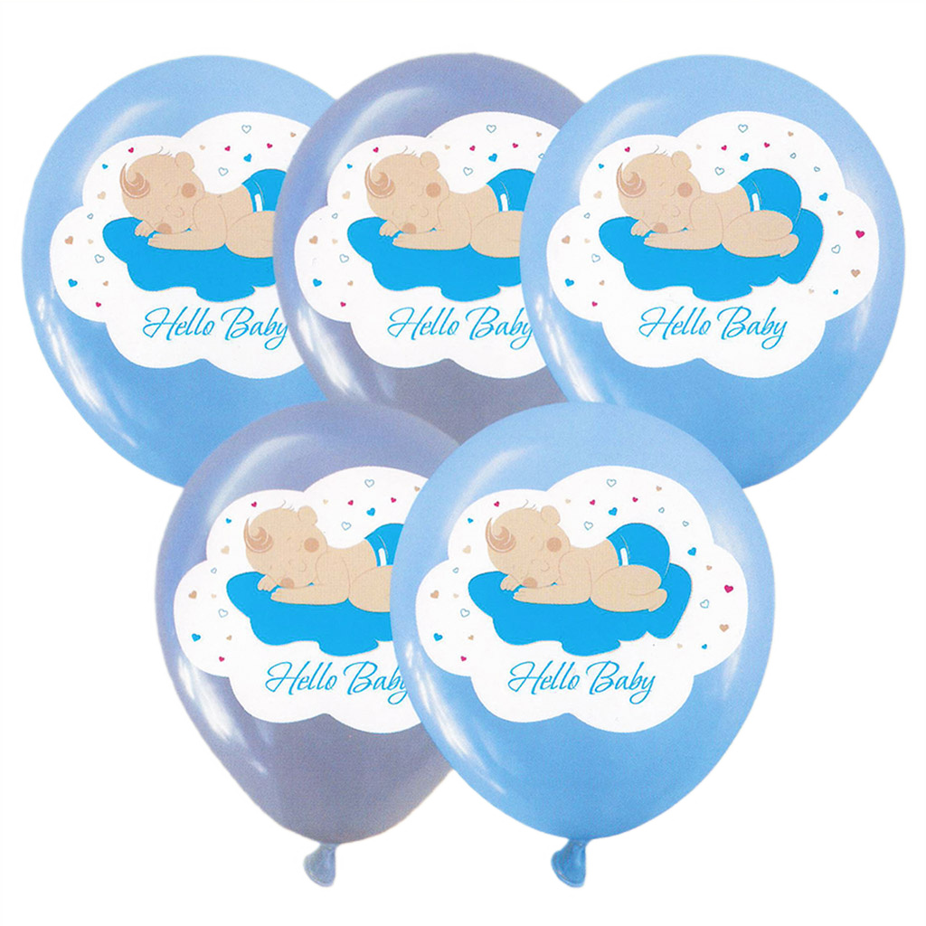 Кулька повітряна латексна з принтом 30 см (25) Baby синя, IDEA7-PB-57