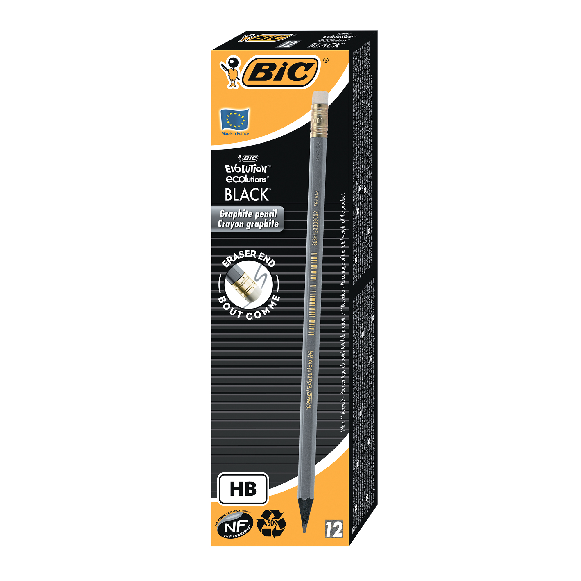 Олівець НВ, з гумкою, мет. Evolution BIC 1