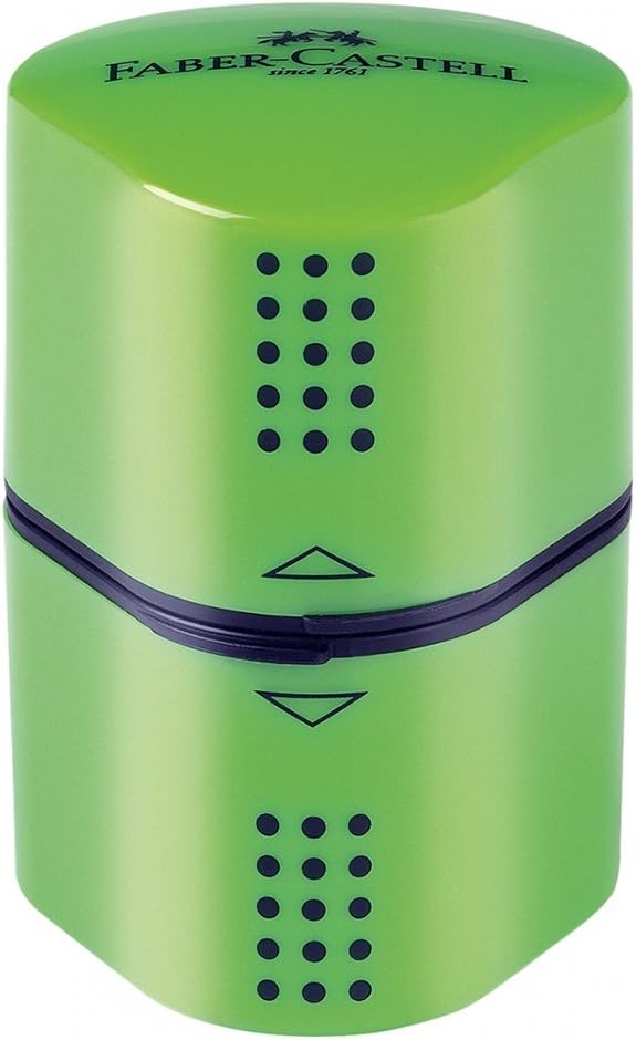 Точилка GRIP2001 3 отверстия+2 контейнера, светло-зелёная, 183801 Faber-Castell