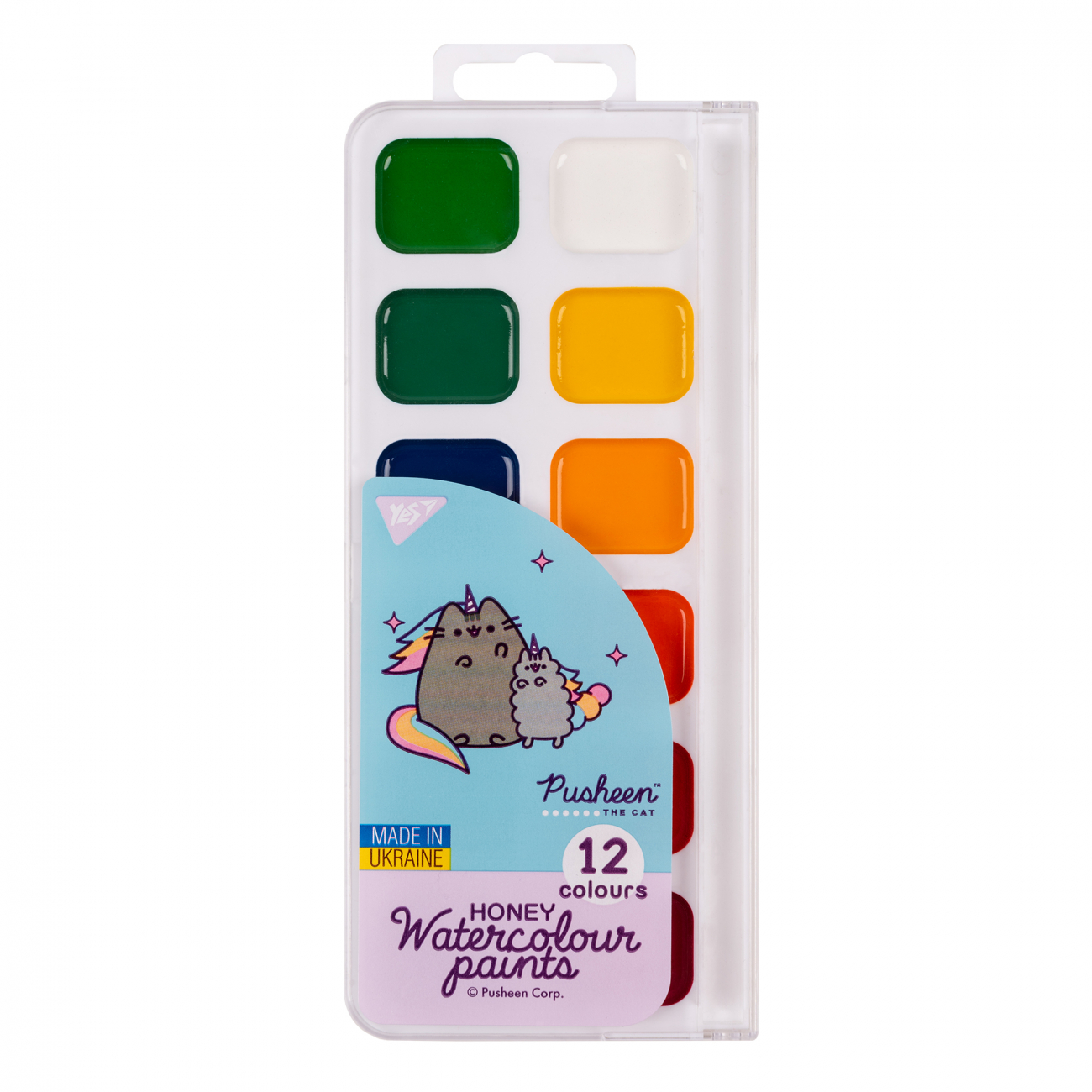 Фарби акварельні Yes Pusheen 12 кол. медові б/п, 110275