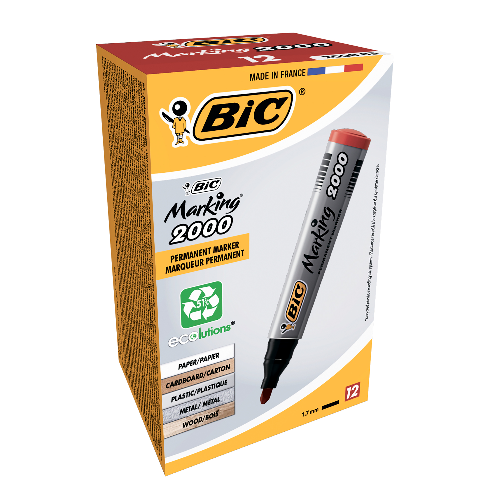 Маркер перманентный 2000, красный BIC, 8209133 3