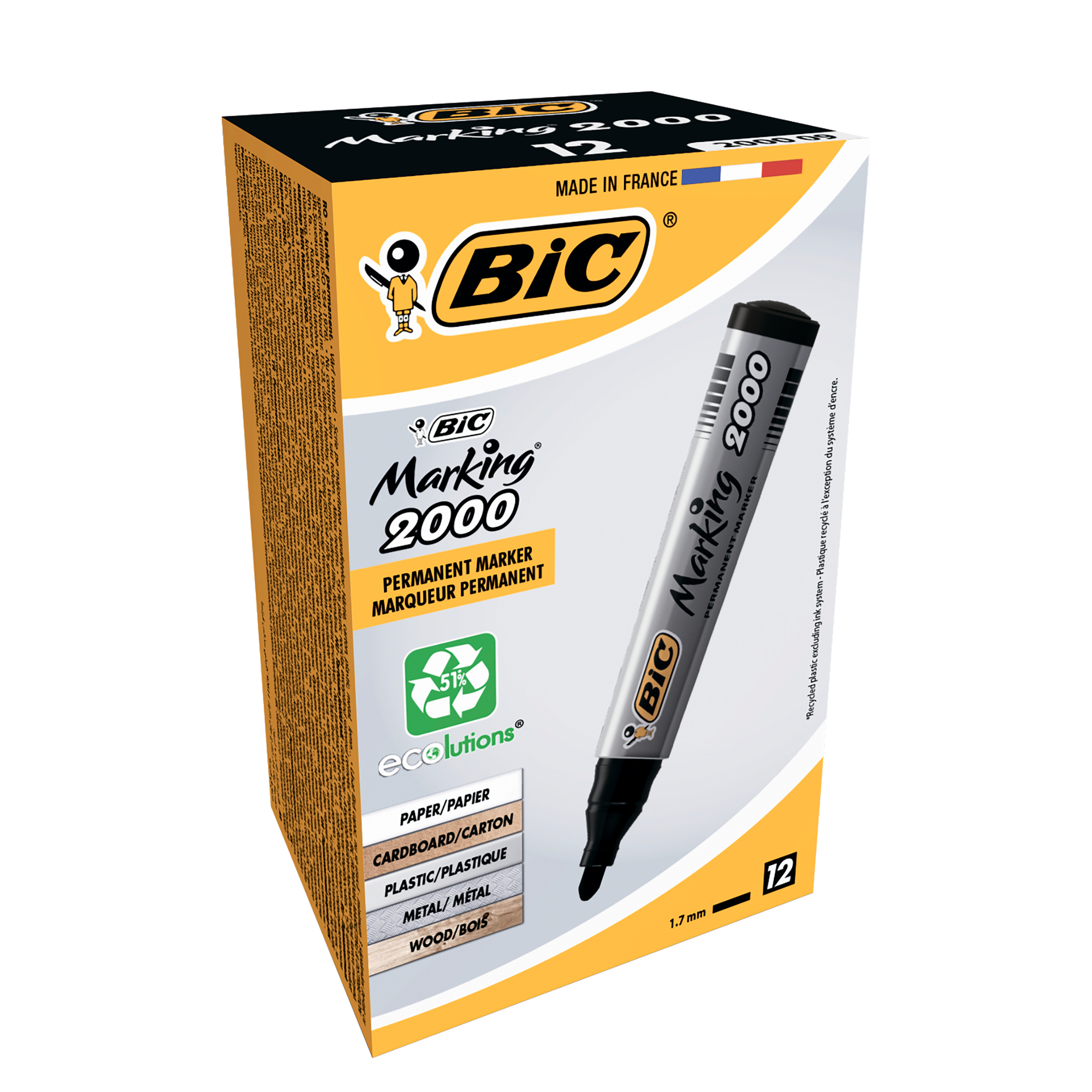 Маркер перманентний 2000 ЕКО, чорний, bc8209153 BIC 2