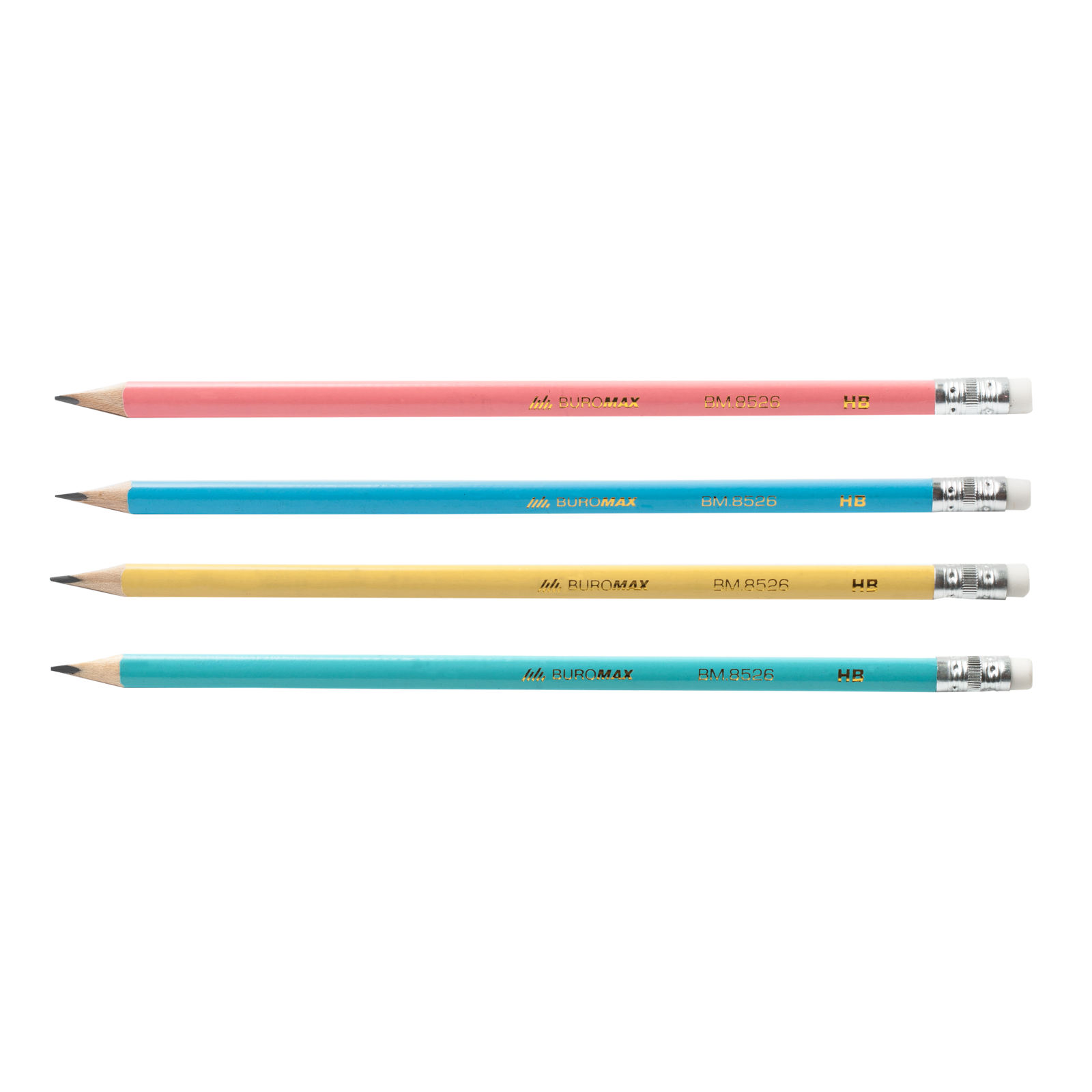 Олівець графітовий PASTEL НВ, асорті, з гумкою, туба BM.8526-20