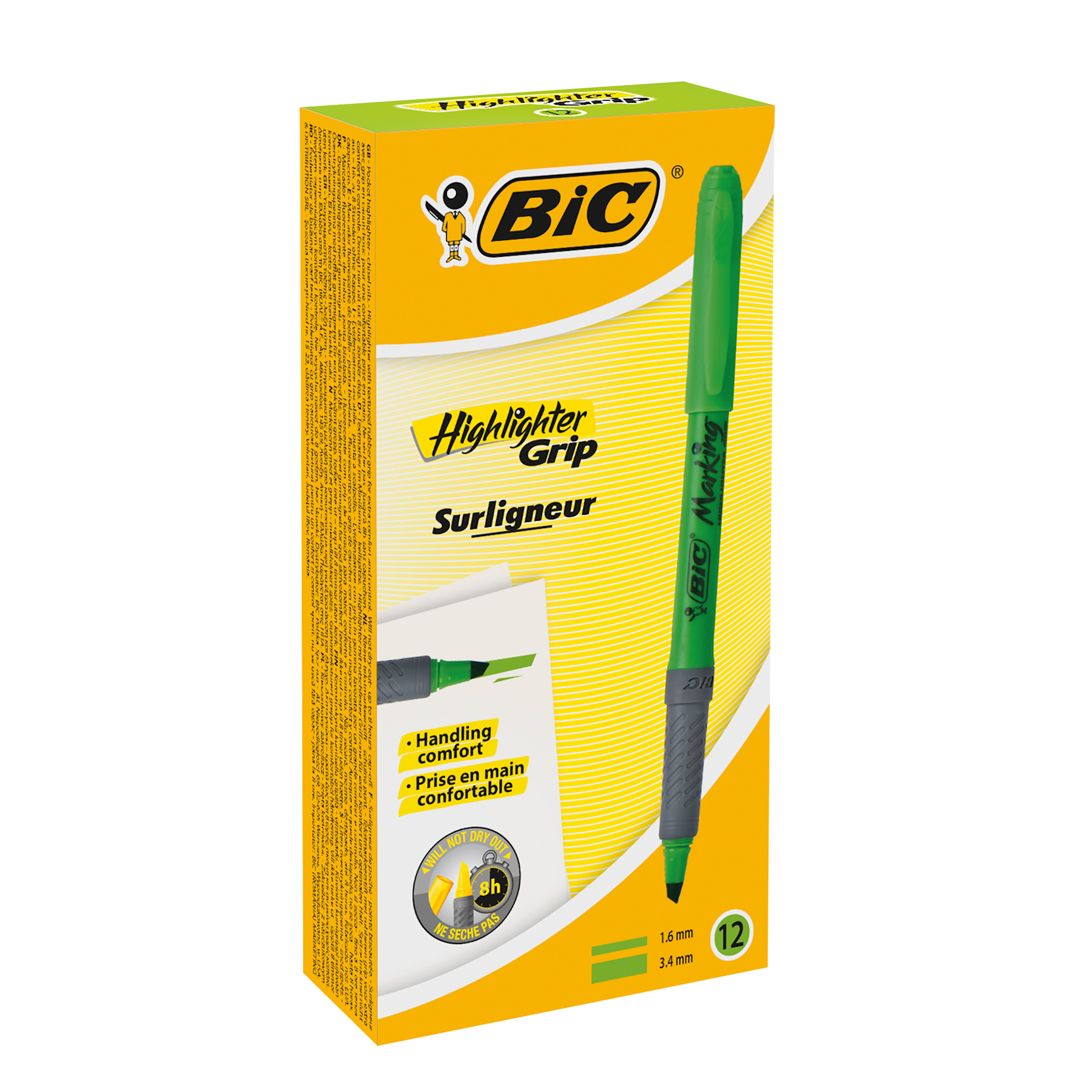 Текстовиділювач "Grip", зелений, bc811932, BIC 8
