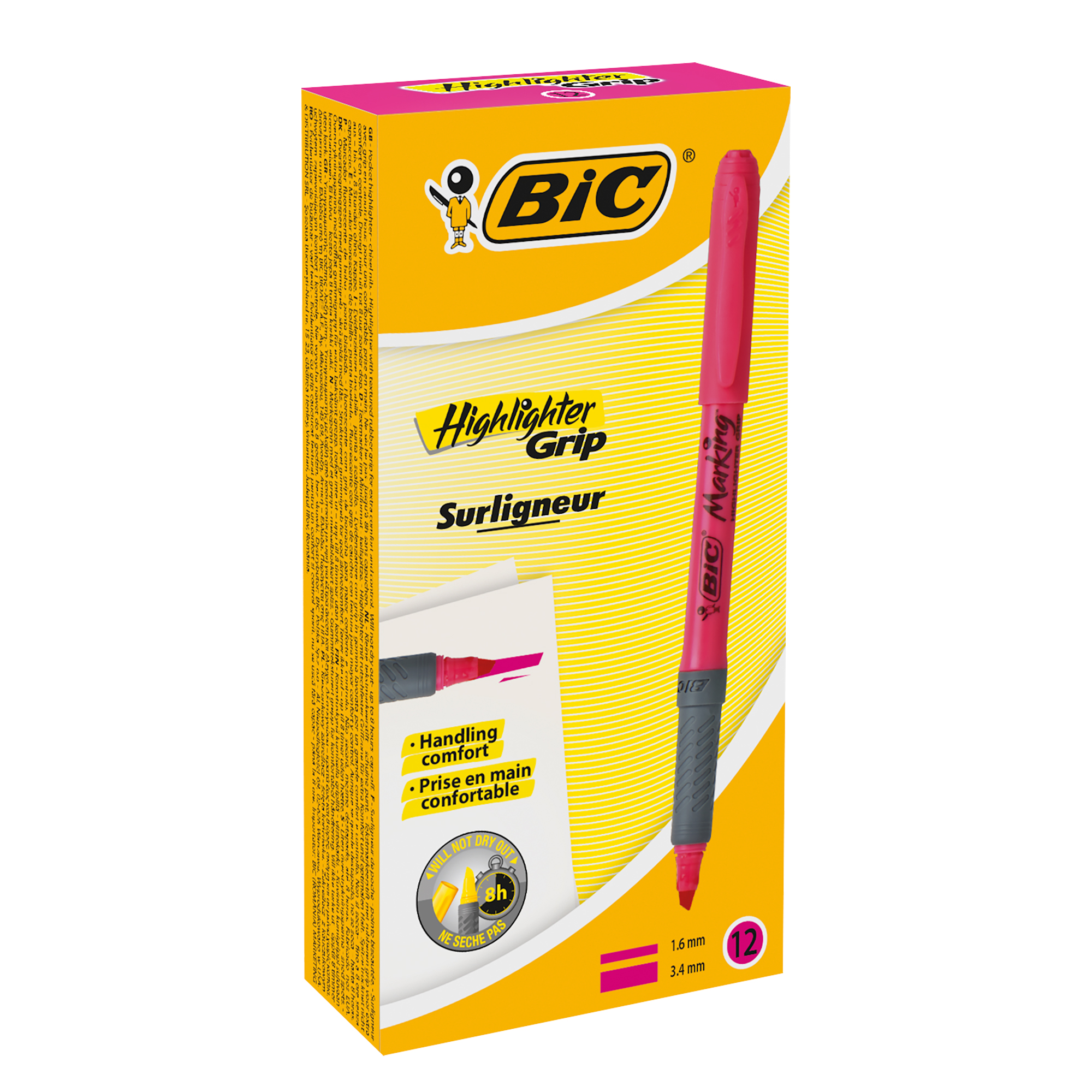 Текстовиділювач "Grip", рожевий, bc811934, BIC 4