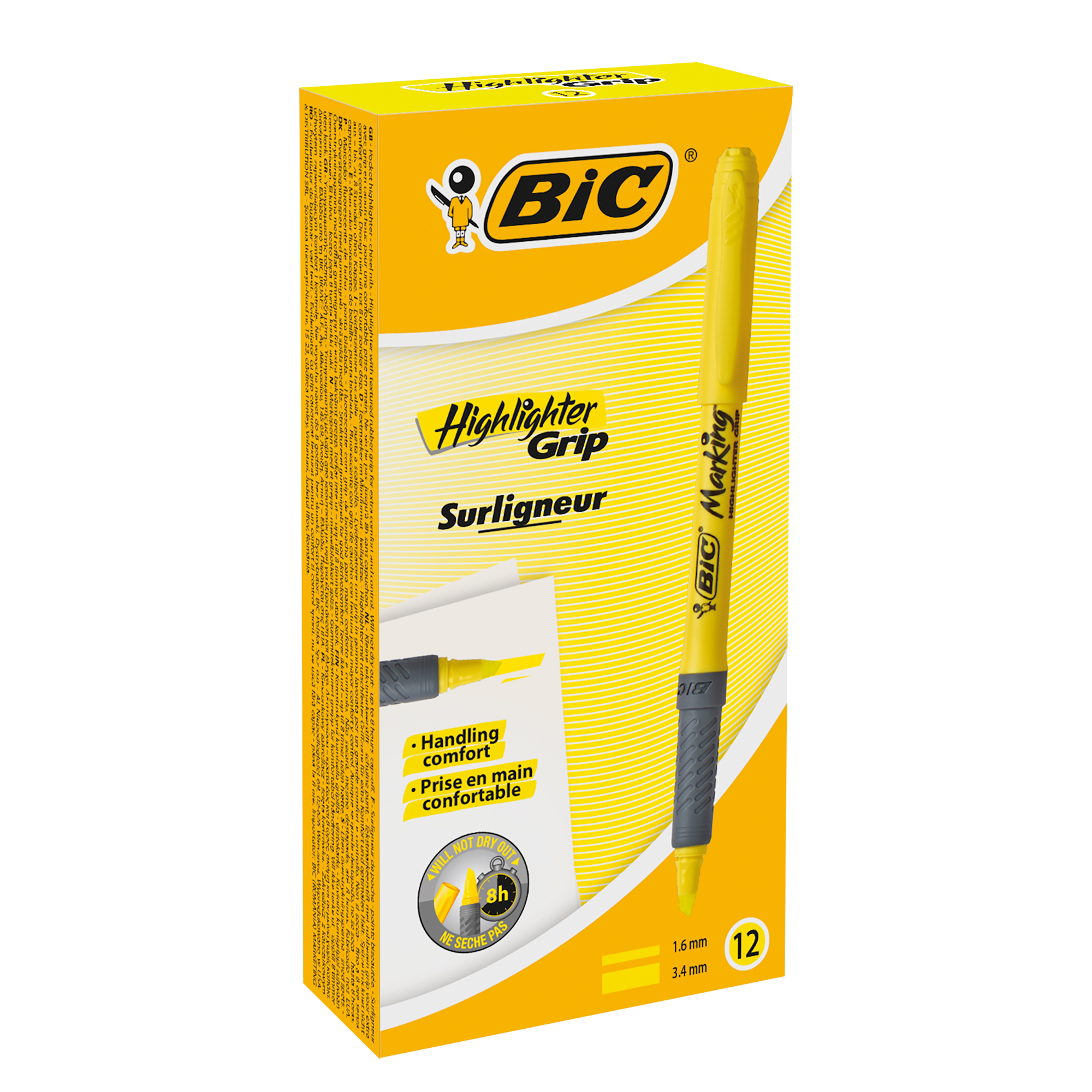 Текстовиділювач "Grip", жовтий, bc811935, BIC 4