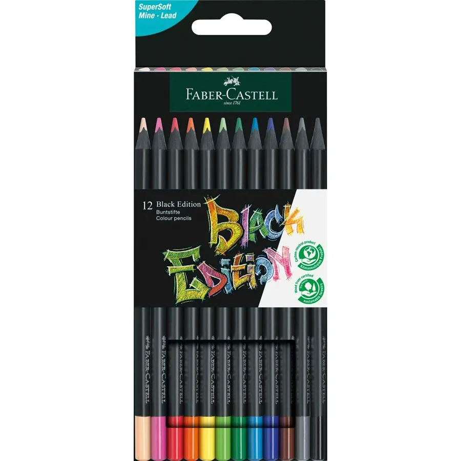 Набір олівців 12 кол. чорне дерево, тригранні, 116412 Faber-Castell