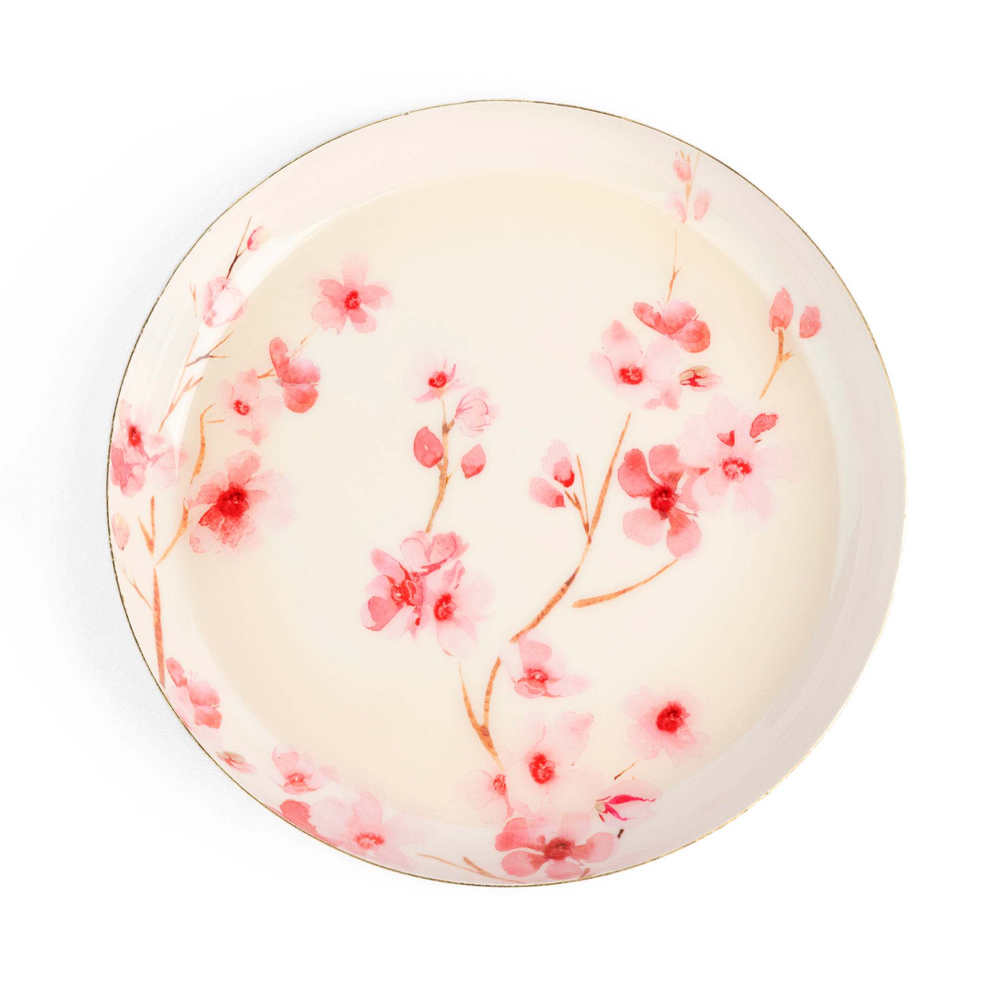 Тарелка декоративная металлическая "Sakura" d=25 см, розовый с цветочным принтом (2 вида), 9707901/2010586 1